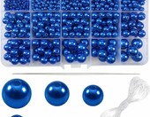 TOAOB DE-CLB1213 – plastikowe perełki i kuleczki 3–14 mm, 1400 szt., niebieskie – zdjęcie 1