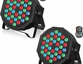 U`King reflektory PAR LED RGB 72 W z akumulatorem, 2 szt. – z pilotem i DMX – zdjęcie 1