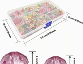 TOPBELIEF fasetowane kryształki akrylowe 6 i 8 mm, 1200 szt. w organizerze – zdjęcie 2