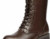 DREAM PAIRS Dmb214-e glany damskie do połowy łydki – sznurowane, z zamkiem, brązowe – zdjęcie 1