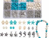 HERZWILD turkus syntetyczny – koraliki żółwie i rozgwiazdy 8 mm, 325 szt. – zdjęcie 1