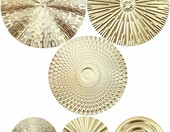Ieron metalowa dekoracja ścienna 3D, 7 elementów – złote liście – zdjęcie 1