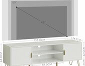 HEYZOEY szafka RTV 137 cm do telewizorów 55–65 cali – biała, złote uchwyty – zdjęcie 2