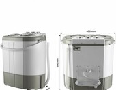 Wiltec pralka wirnikowa z wirówką – mini pralka turystyczna, 2 komory, szara – zdjęcie 3