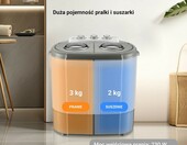 Wiltec pralka wirnikowa z wirówką – mini pralka turystyczna, 2 komory, szara – zdjęcie 4