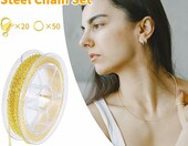 COMNICO łańcuszek jubilerski ze stali nierdzewnej 1,5 mm na szpuli – złoty – zdjęcie 3
