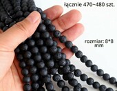 HERZWILD lawa wulkaniczna czarna – koraliki 8 mm, 10 sznurów (ok. 470 szt.) – zdjęcie 2
