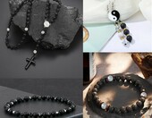 HERZWILD lawa wulkaniczna czarna – koraliki 8 mm, 10 sznurów (ok. 470 szt.) – zdjęcie 5