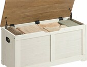 VASAGLE LSB061 skrzynia do przechowywania z siedziskiem 100 x 40 x 46 cm, biel i brąz – zdjęcie 1