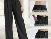 Glacspyg spodnie damskie casual z wysokim stanem – na jesień i zimę, czarne – zdjęcie 5