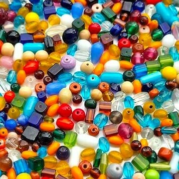 Perlin Mix16 – koraliki porcelanowe i szklane lampwork 6–16 mm, 500 g mieszanka