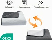 Autsel koc narzuta wodoodporna 203 x 229 cm – dwustronna, ciemnoszara i biała – zdjęcie 2