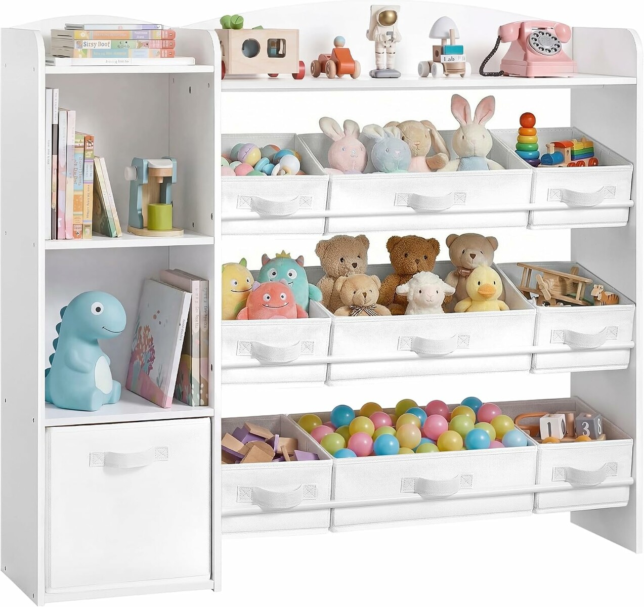 SONGMICS regał na zabawki Montessori 113 x 30 x 104 cm – biały