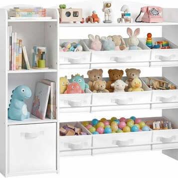 SONGMICS regał na zabawki Montessori 113 x 30 x 104 cm – biały