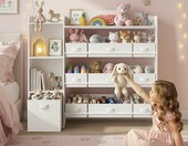SONGMICS regał na zabawki Montessori 113 x 30 x 104 cm – biały – zdjęcie 4