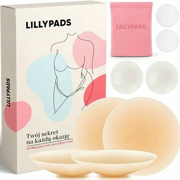 Lillypads silikonowe naklejki na sutki, 2 pary – wielokrotnego użytku, nude