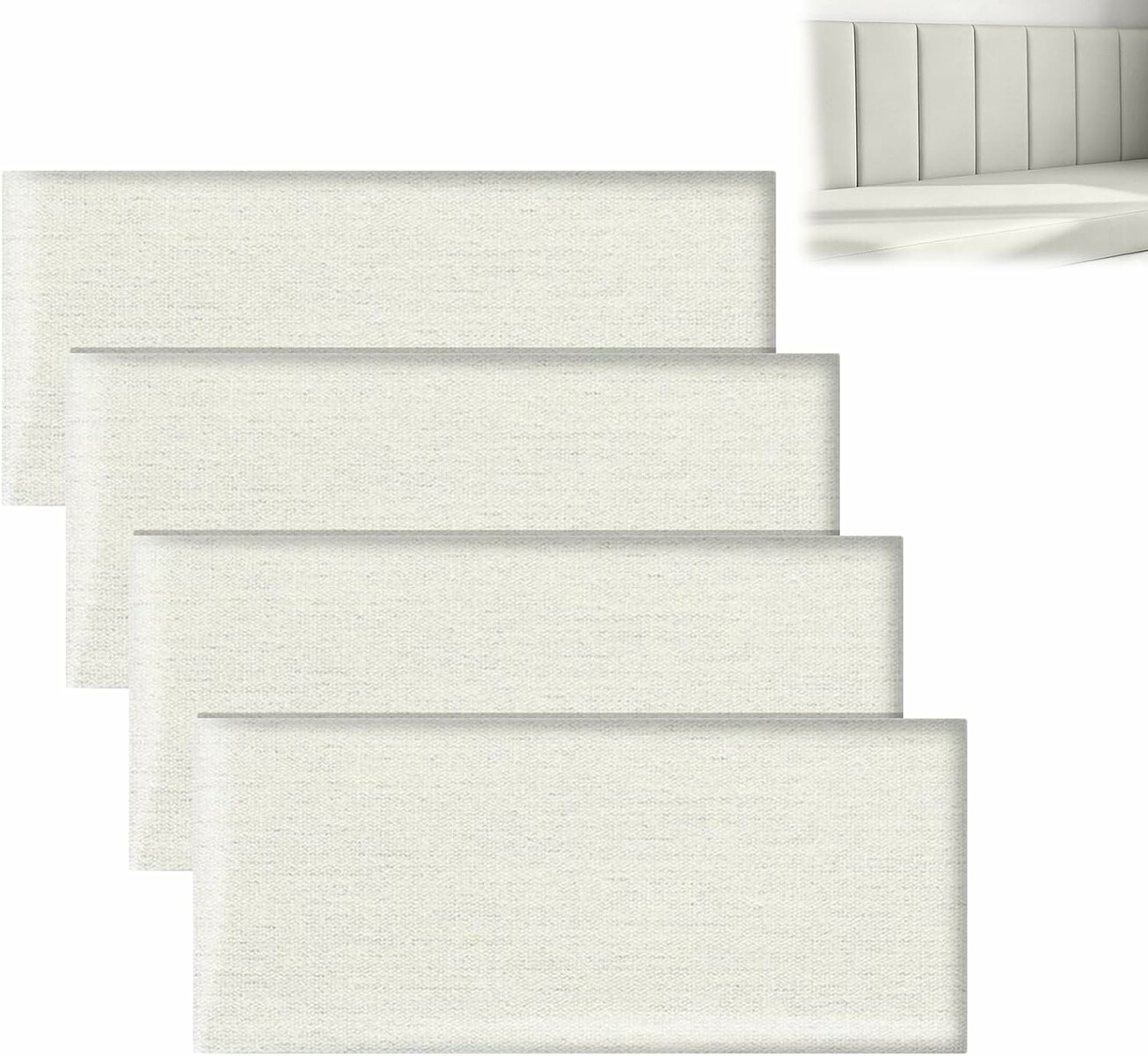 FARYODI panele tapicerowane samoprzylepne 40 x 20 cm, 4 szt. – białe