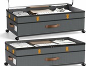 Fushabana szuflady pod łóżko 72 l na kółkach, 2 szt. – przezroczysta pokrywa – zdjęcie 1