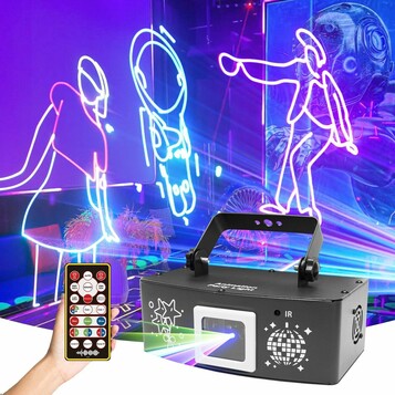 Skaner laserowy RGB DMX512 z pilotem YMLUKzun, stan: nowy