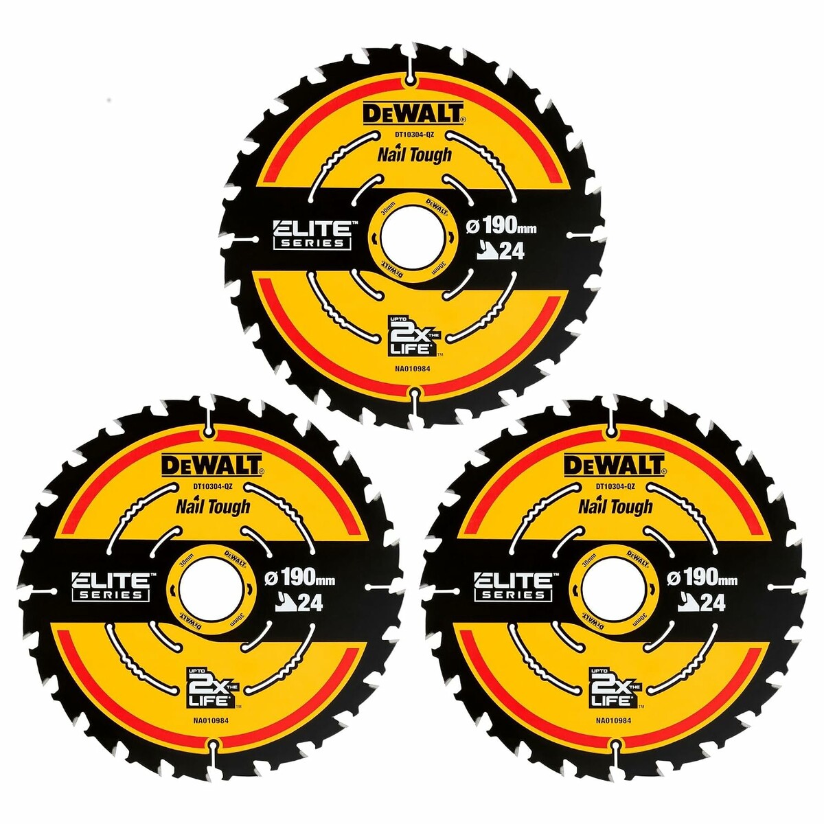DeWALT DT10399-QZ – zestaw 3 tarcz do drewna 190 x 30 mm, 24 zęby