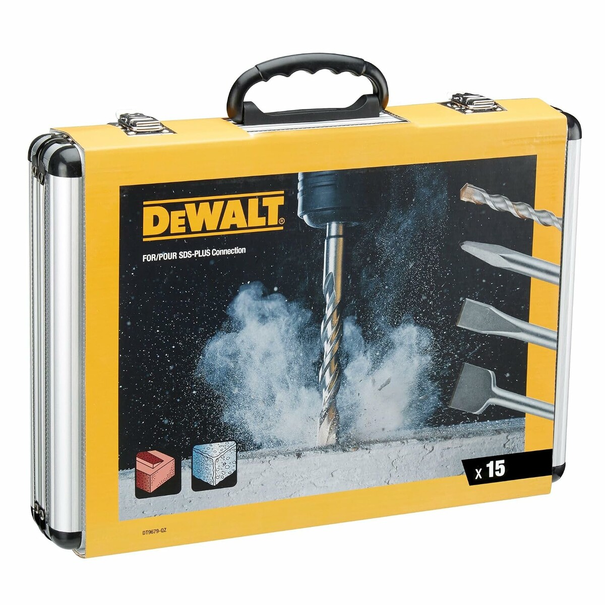 DeWALT DT9679-QZ – zestaw 15 wierteł i dłut SDS-plus w aluminiowej walizce