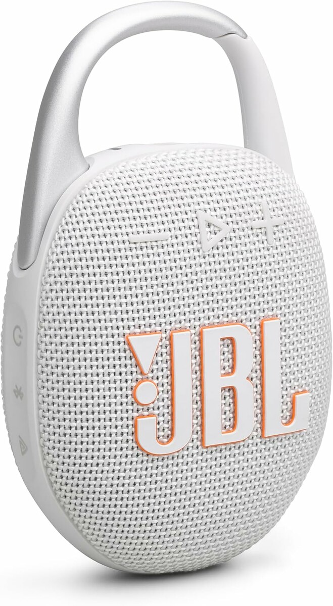 JBL Clip 5 – przenośny głośnik Bluetooth z karabińczykiem, IP67, biały