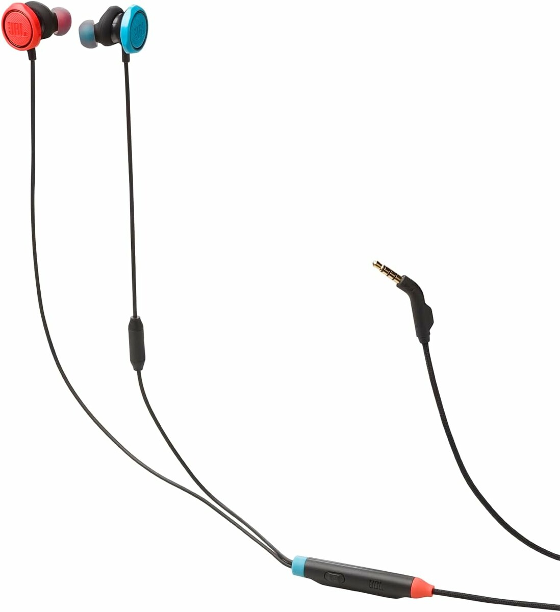 JBL Quantum 50N – przewodowe słuchawki dokanałowe dla graczy, niebiesko-czerwone