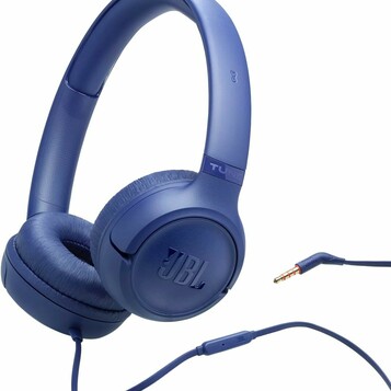 JBL Tune 530 – przewodowe słuchawki nauszne jack 3,5 mm z mikrofonem, niebieskie