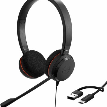 Jabra Evolve 20 MS Stereo USB-C/A – przewodowe słuchawki biurowe z pilotem