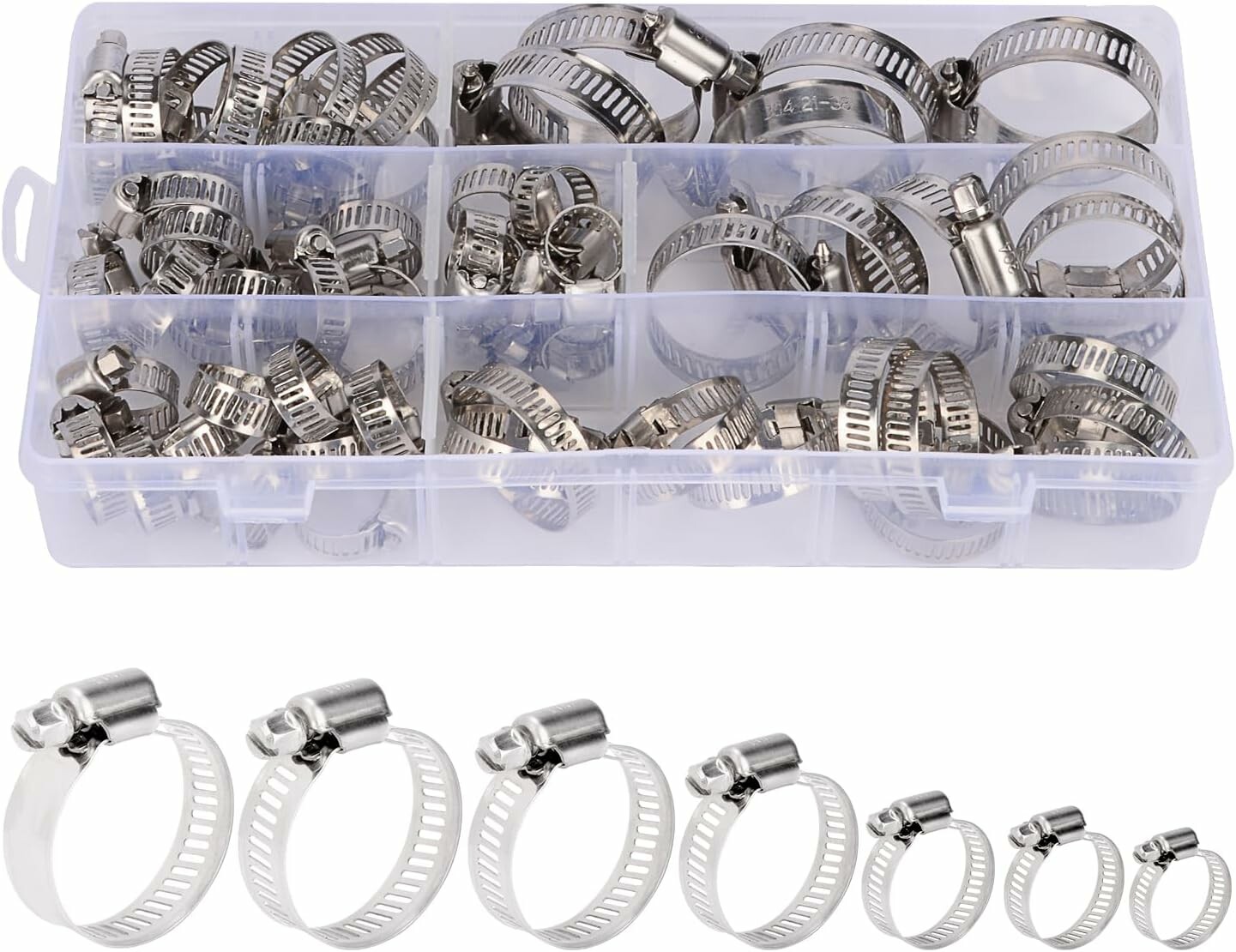 stonylab opaski zaciskowe ślimakowe 6–38 mm – 60 szt., stal nierdzewna 304