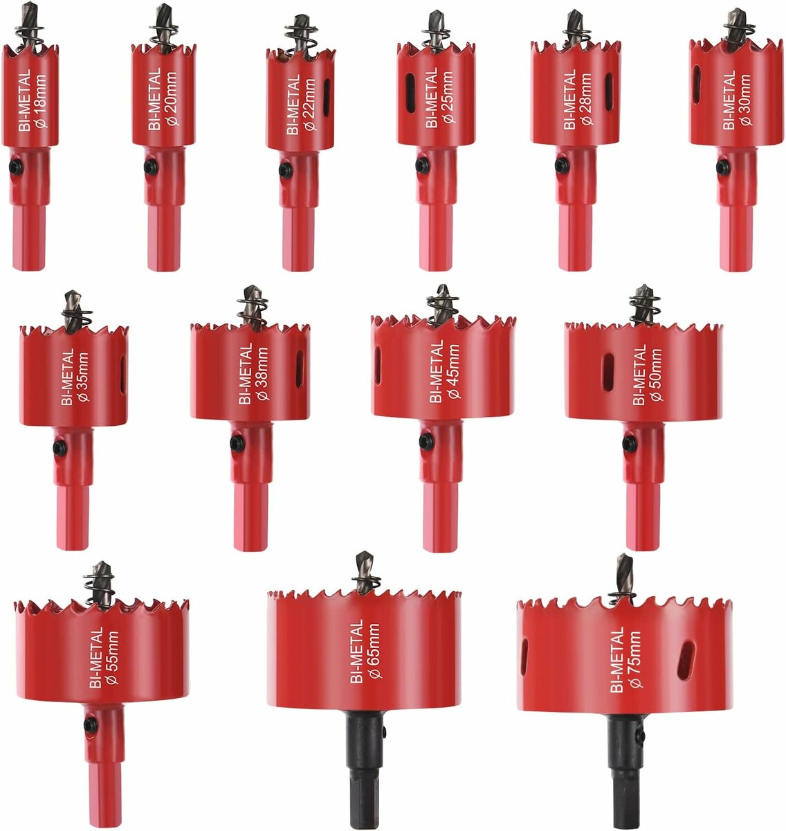 flintronic zestaw 13 otwornic bimetalowych 18–75 mm z uchwytami