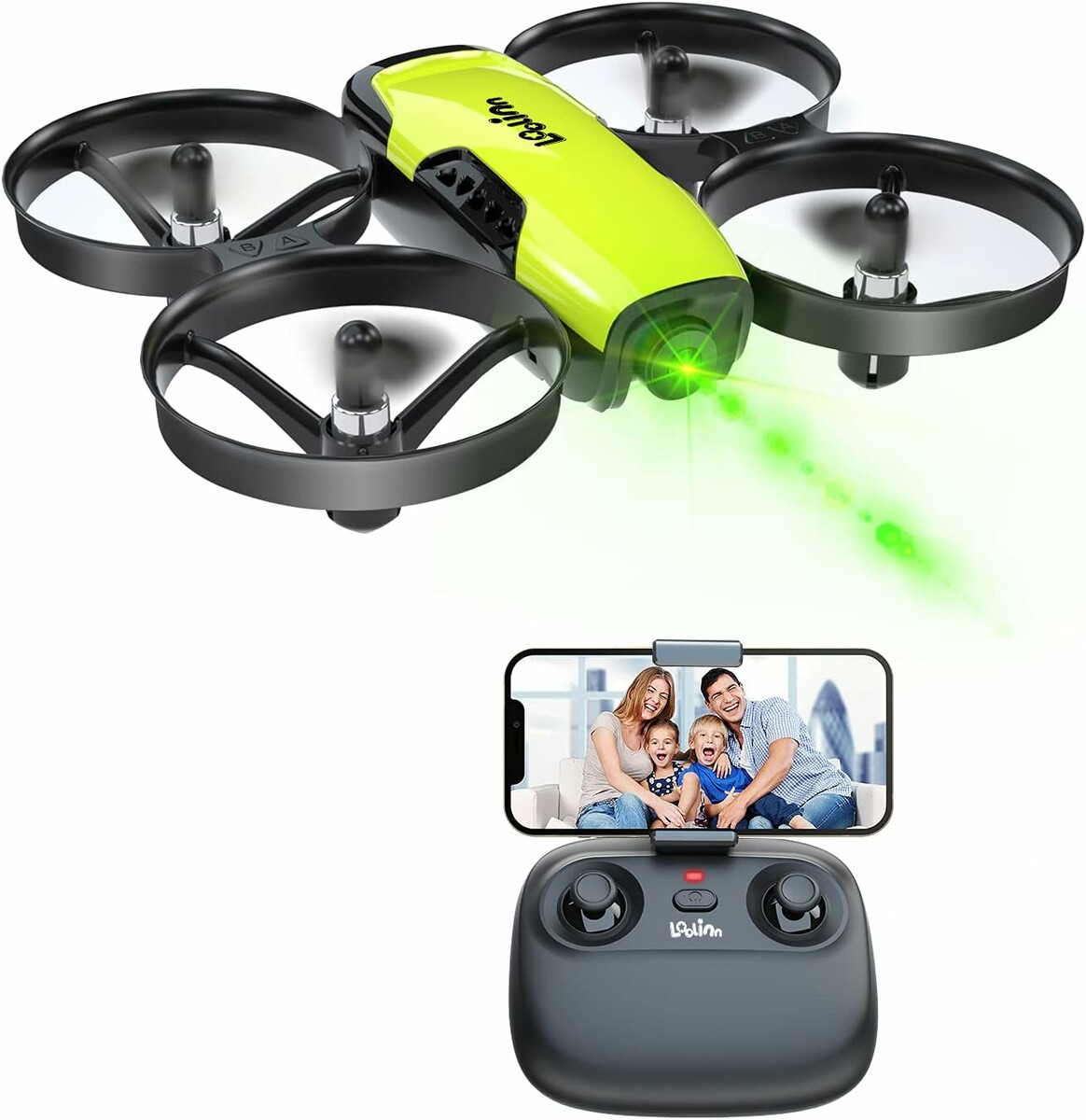 Loolinn U61 – mini dron z kamerą dla dzieci, osłony śmigieł, 3 akumulatory