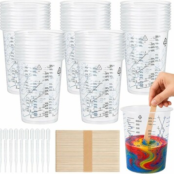Kubki do mieszania lakieru 600 ml ze skalą – 50 szt. z mieszadełkami
