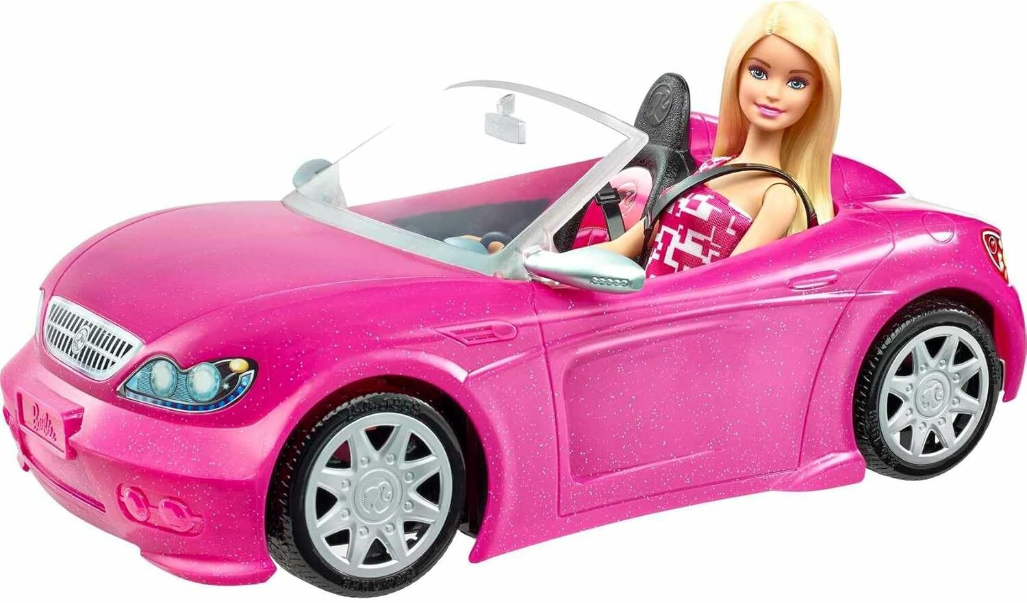 Barbie DJR55 – różowy kabriolet dla lalek z lalką Barbie w zestawie