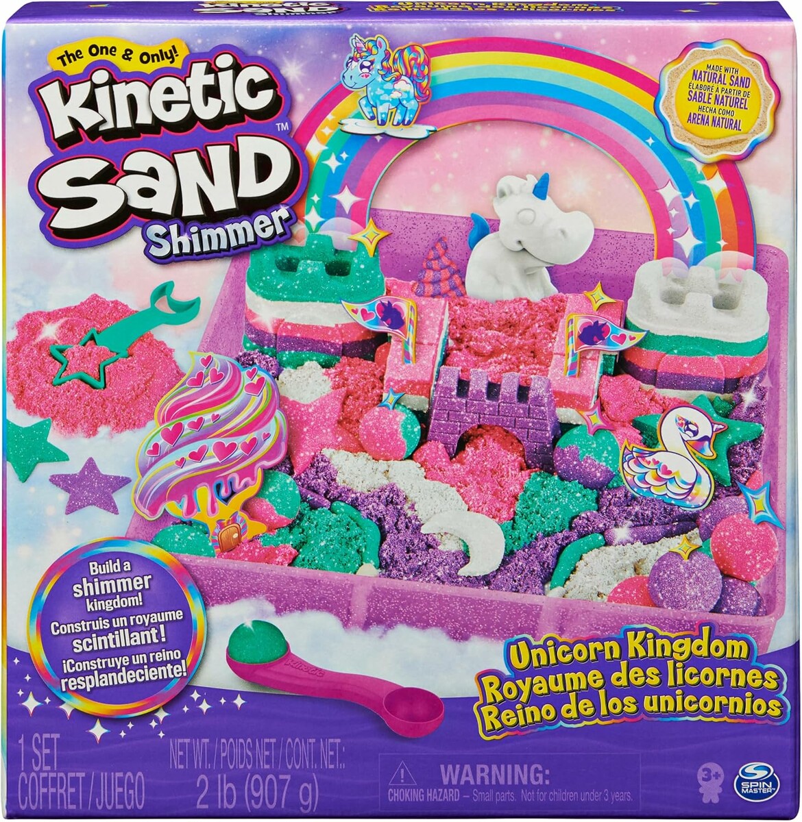Kinetic Sand Królestwo Jednorożców 6062961 – piasek kinetyczny 907 g z foremkami