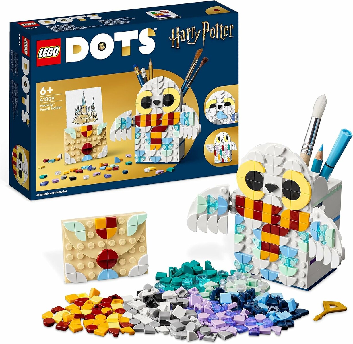 LEGO DOTS 41809 – pojemnik na długopisy Hedwiga, Harry Potter, od 6 lat