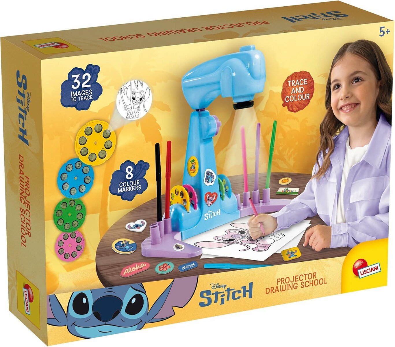 Lisciani Disney Stitch 113071 – projektor do rysowania LED z 4 dyskami