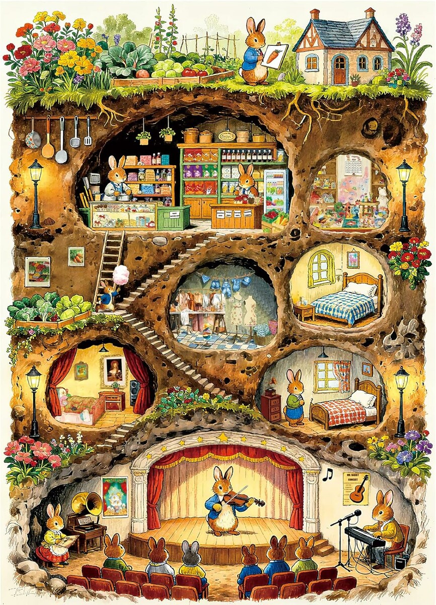 HUADADA puzzle 1000 elementów – podziemne królestwo zwierząt, 70 x 50 cm