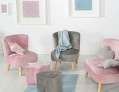 roba Lil Sofa pufa dziecięca gwiazda – różowy welur, wysokość 24 cm – zdjęcie 2