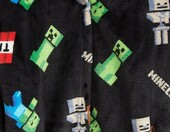 Minecraft szlafrok dziecięcy polarowy z kapturem Creeper – czarny, 7-8 lat – zdjęcie 2