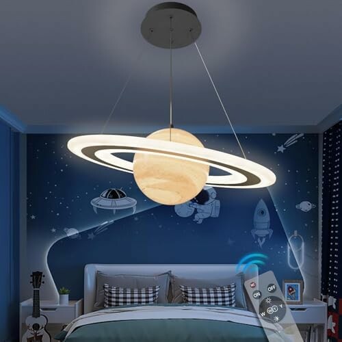 DROMEZ MD018 lampa wisząca Planeta LED 40 W z pilotem do pokoju dziecięcego