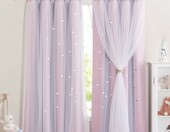 NICETOWN zasłony dziecięce z gwiazdami i woalem 2 szt. 132 x 160 cm – różowe – zdjęcie 1