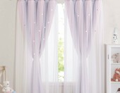 NICETOWN zasłony dziecięce z gwiazdami i woalem 2 szt. 132 x 160 cm – różowe – zdjęcie 2