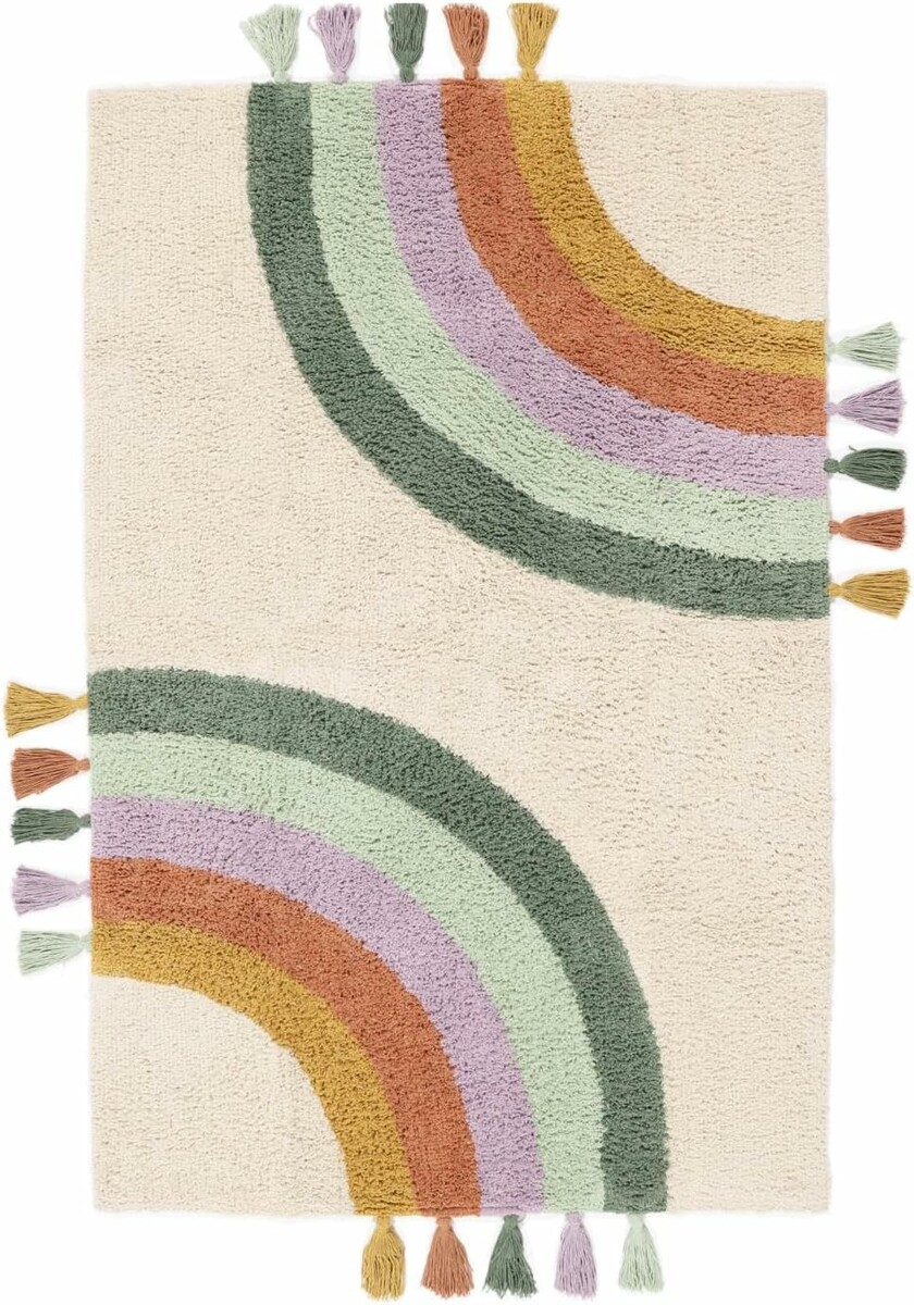 RugVista Rainbow dywan dziecięcy bawełniany 100 x 160 cm – tęcza, ecru