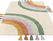 RugVista Rainbow dywan dziecięcy bawełniany 100 x 160 cm – tęcza, ecru – zdjęcie 2