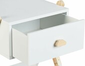Relaxdays 10051021 szafka nocna dziecięca z szufladą, nogi X – biała/naturalna – zdjęcie 2