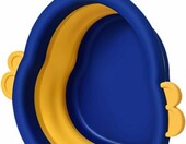 TOYANDONA składane wiaderko-miska do kąpieli niemowląt z koroną – granatowo-żółte – zdjęcie 1