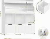 HOCSOK regał dziecięcy 4-poziomowy z 3 pudełkami na kółkach, 100 x 30 x 110 cm – biały – zdjęcie 2