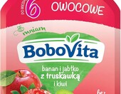 BoboVita mus owocowy banan, jabłko, truskawka i kiwi 80 g – deserek po 6. miesiącu – zdjęcie 1