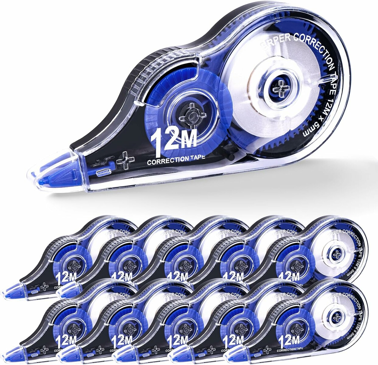 Jewan korektor w taśmie 12 m x 5 mm – zestaw 10 sztuk, niebieski